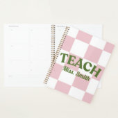 Customizable Pink Checkered Teacher Planner (Display)