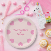 Customizable Pink Heart Paper Plates Papieren Bordje (Feest)