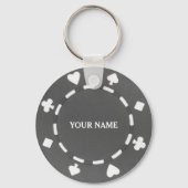 Customizable poker chip gray grey sleutelhanger (Achterkant)