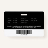Customizable Police Officer Law Enforcement ID Badge (Achterkant)