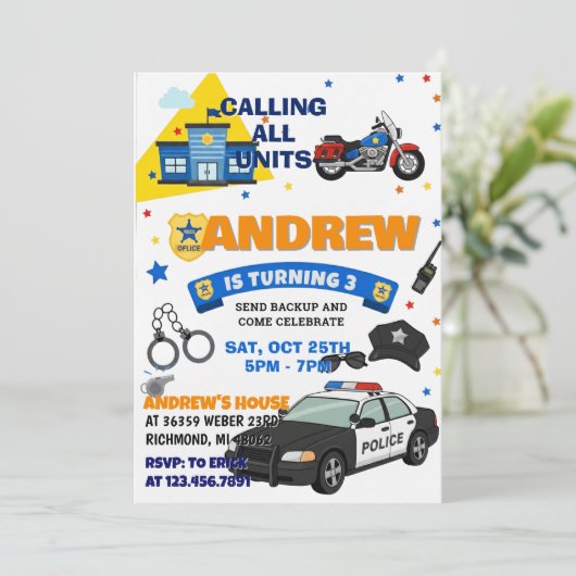 Customizable Police Officer Sheriff birthday  Kaart (Staand voorkant)