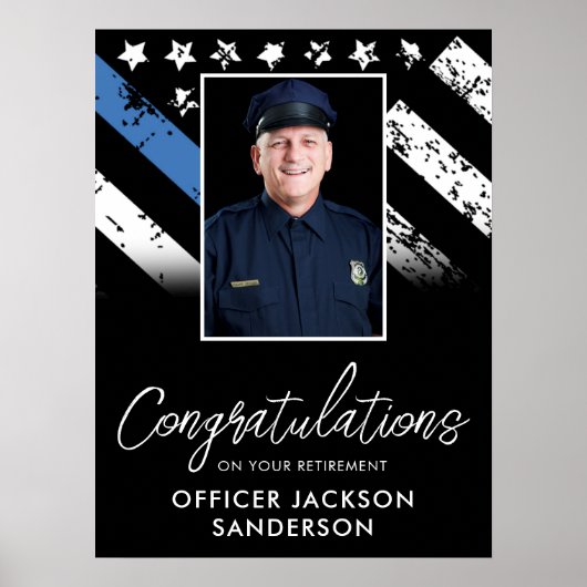 Customizable Police Retirement Photo Party Welcome Poster (Voorkant)
