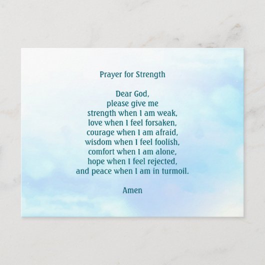 Customizable prayer for strength blue briefkaart (Voorkant)