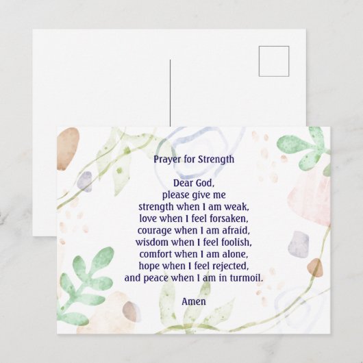 Customizable prayer for strength colorful briefkaart (Voorkant / Achterkant)
