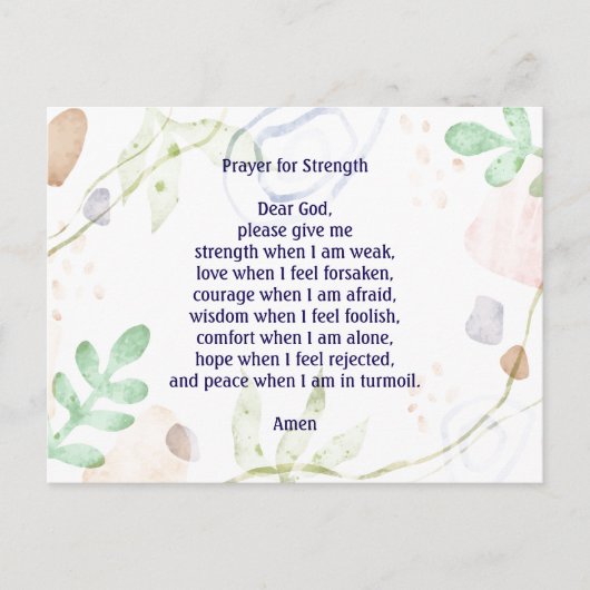 Customizable prayer for strength colorful briefkaart (Voorkant)