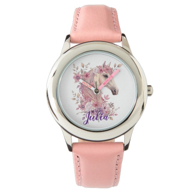 Customizable Pretty Ponies and Petals Horloge (Voorkant)