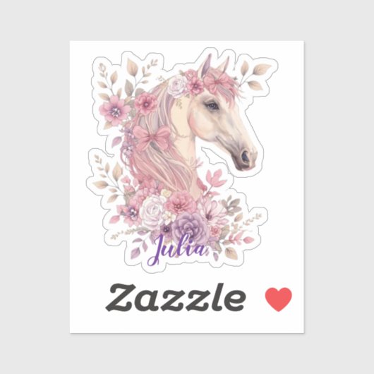 Customizable Pretty Ponies and Petals Horse Sticker (Vel)
