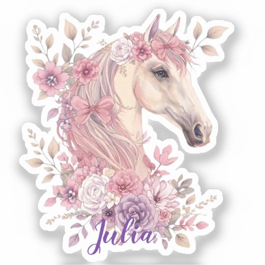 Customizable Pretty Ponies and Petals Horse Sticker (Voorkant)