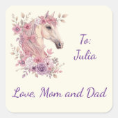 Customizable Pretty Ponies and Petals Horse Vierkante Sticker (Voorkant)