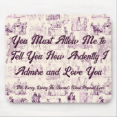 Customizable Pride and Prejudice Most Ardently Muismat (Voorkant)