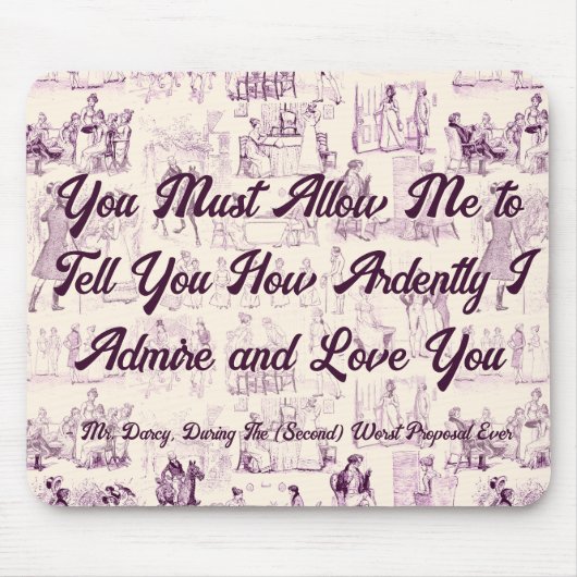 Customizable Pride and Prejudice Most Ardently Muismat (Voorkant)