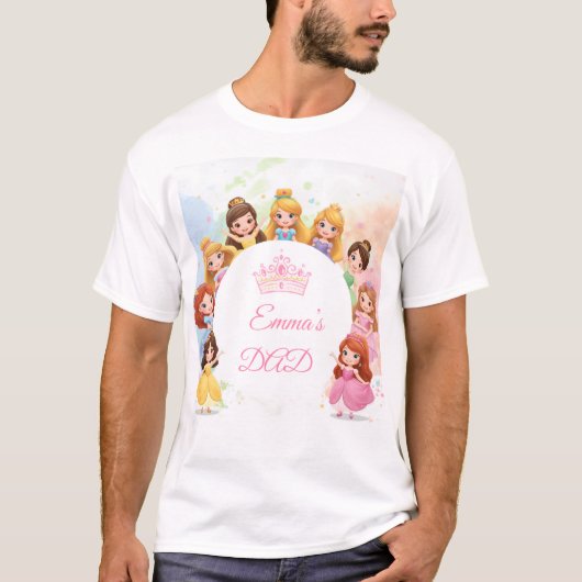 Customizable Princess Birthday T-Shirt for Dad (Voorkant)