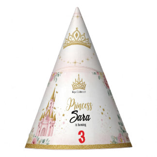 Customizable Princess Castle Birthday Party Hat Feesthoedjes
