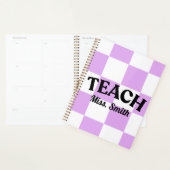 Customizable Purple Checkered Teacher Planner (Display)