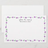 Customizable Purple Floral Briefpapier (Voorkant / Achterkant)