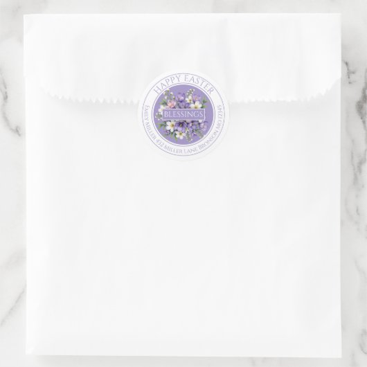 Customizable Purple Floral Easter Sticker (Tas)