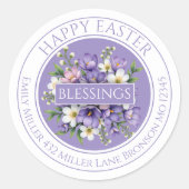 Customizable Purple Floral Easter Sticker  (Voorkant)