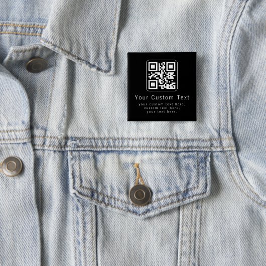 Customizable QR Code & Editable Text Template Vierkante Button 5,1 Cm (In situ)