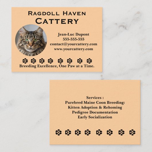 Customizable Ragdoll Cattery Business Card Visitekaartje (Voorkant / Achterkant)