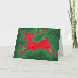Customizable Red and Green Reindeer Painting Kaart