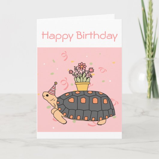 Customizable Redfoot Tortoise Birthday Card 3 Kaart (Voorkant)