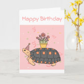 Customizable Redfoot Tortoise Birthday Card 3 Kaart (Gele Bloem)