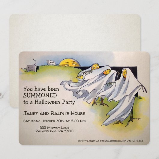 Customizable Retro Spooky Halloween Invitation Kaart (Voorkant / Achterkant)