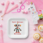 Customizable Robot Kids Papieren Bordje (Feest)