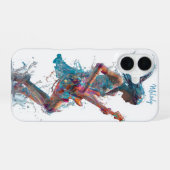 Customizable Rock’n Roll Woman – Guitar Art iPhone 16 Hoesje (Achterkant horizontaal)