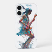 Customizable Rock’n Roll Woman – Guitar Art iPhone 16 Hoesje (Achterkant)