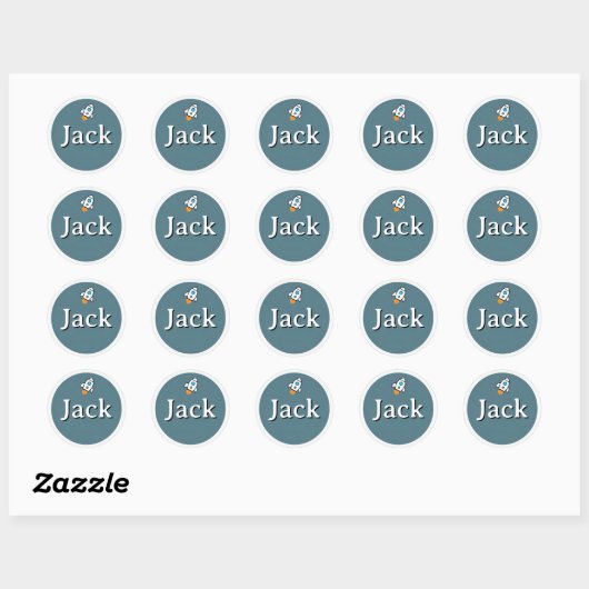 Customizable Rocket Space Kids Name Sticker (Vel)