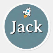 Customizable Rocket Space Kids Name Sticker (Voorkant)