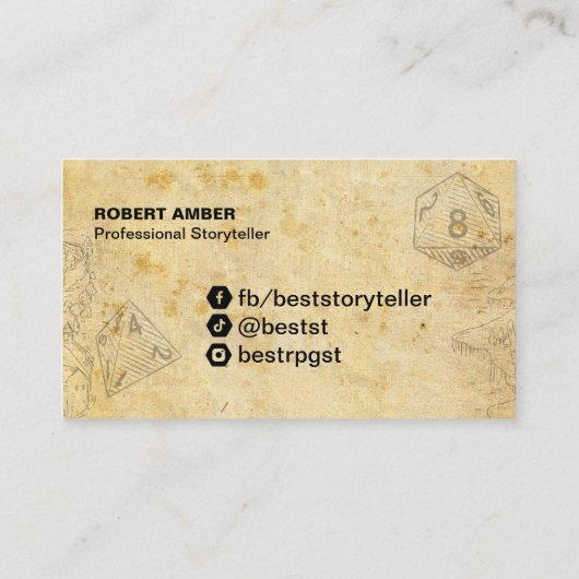 Customizable RPG Dice GM business card Visitekaartje (Achterkant)