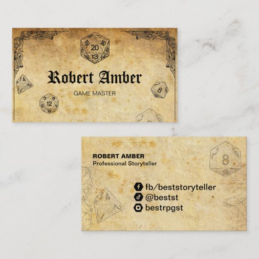 Customizable RPG Dice GM business card Visitekaartje (Voorkant / Achterkant)