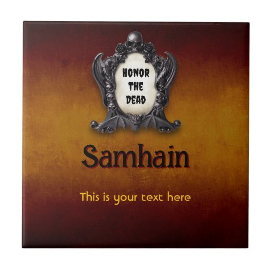 Customizable Samhain Ceramic Tile Tegeltje (Voorkant)