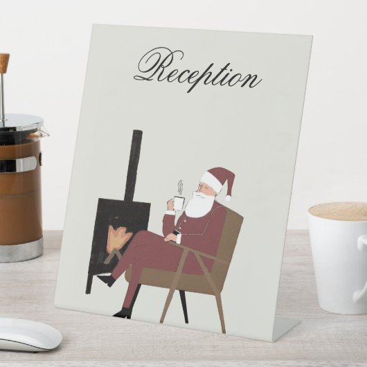 Customizable Santa Fireplace Pattern Table Sign Reclamebord Met Voetstuk (Insitu)