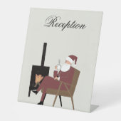 Customizable Santa Fireplace Pattern Table Sign Reclamebord Met Voetstuk (Voorkant)