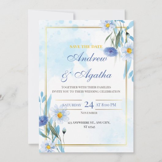 Customizable save the date weddind invitation bedankkaart (Voorkant)