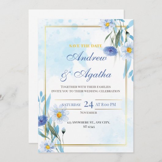 Customizable save the date weddind invitation bedankkaart (Voorkant / Achterkant)