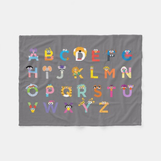 Customizable Sesame Street Alphabet Fleece Deken (Voorkant (Horizontaal))