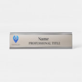 Customizable Silver Name Plate with Logo & Slogan  Bureau Naambordje (Voorkant)