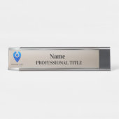Customizable Silver Name Plate with Logo & Slogan  Bureau Naambordje (Voorkant)