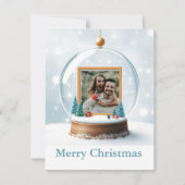 Customizable Snow Globe Photo Christmas Feestdagenkaart (Voorkant)
