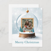 Customizable Snow Globe Photo Christmas Feestdagenkaart (Voorkant / Achterkant)
