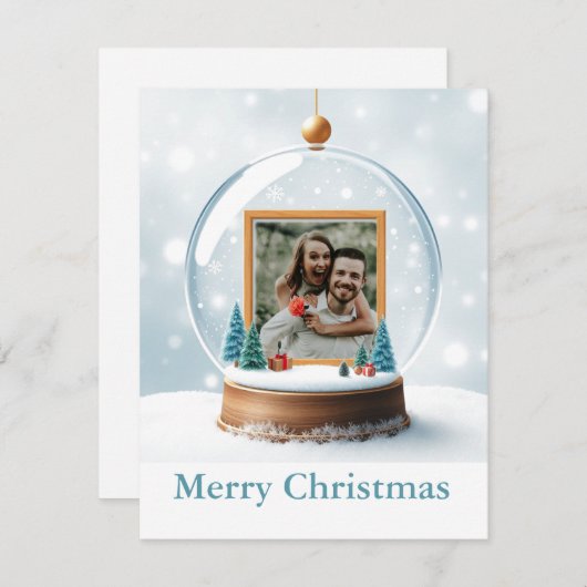 Customizable Snow Globe Photo Christmas Feestdagenkaart (Voorkant / Achterkant)