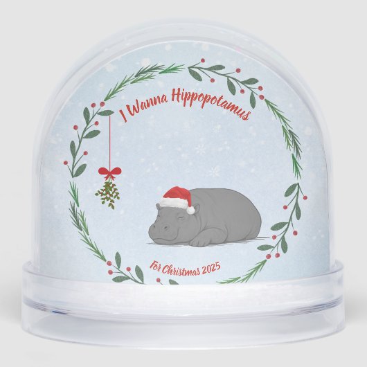 Customizable Snow Globe- Sleepy Hippo Sneeuwbol (Voorkant)