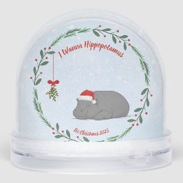Customizable Snow Globe- Sleepy Hippo Sneeuwbol