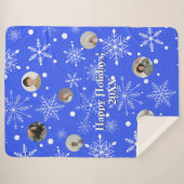 Customizable Snowflake Flurry Sherpa Blanket Sherpa Deken (Voorkant (horizontaal))