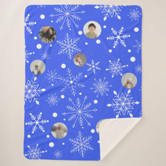 Customizable Snowflake Flurry Sherpa Blanket Sherpa Deken