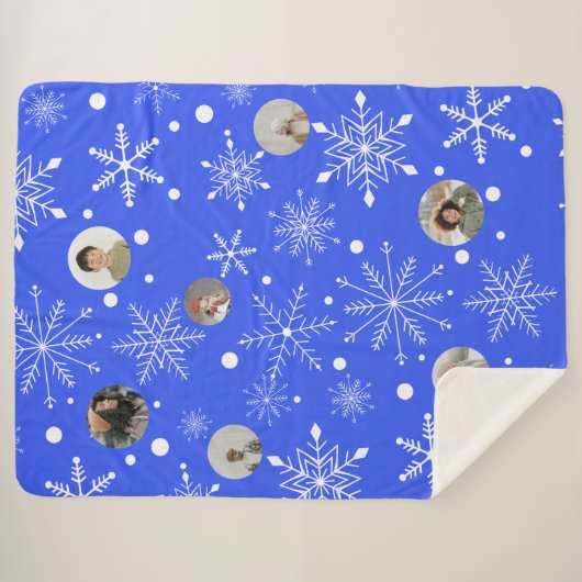 Customizable Snowflake Flurry Sherpa Blanket Sherpa Deken (Voorkant (horizontaal))